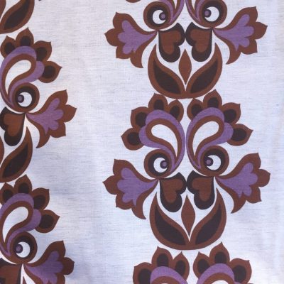 patroon bruin lila beige - stof retro