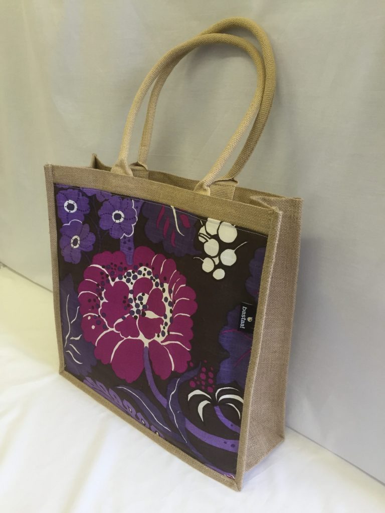 bloem paars lila retro - tas jute - Afbeelding 4