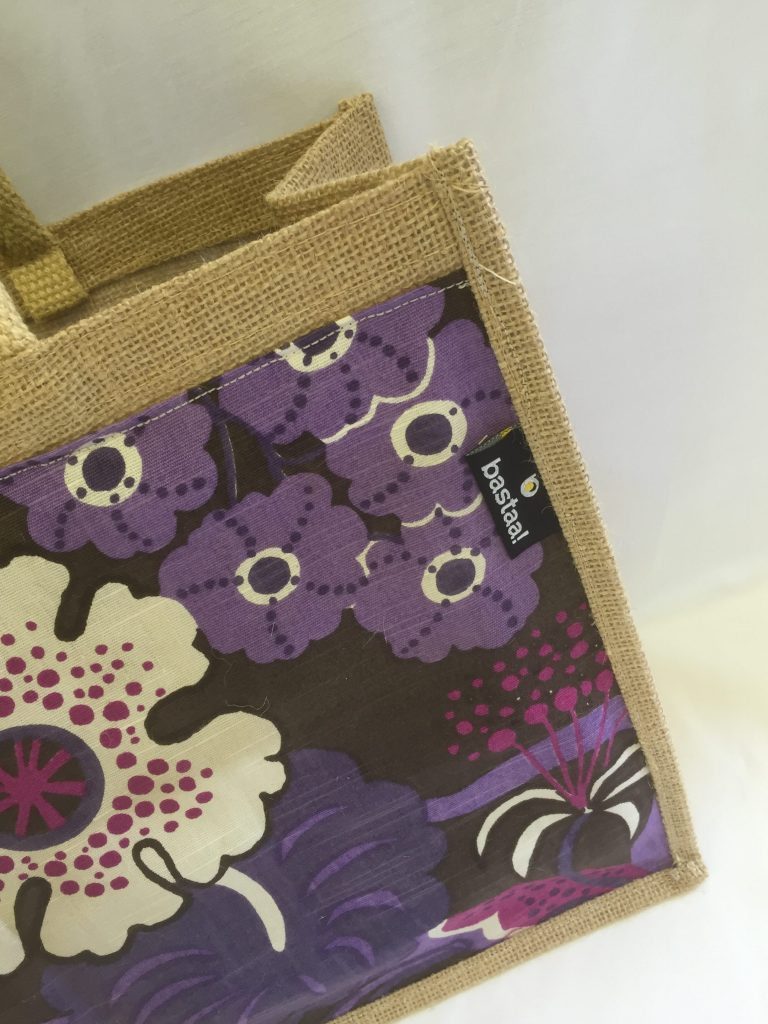 bloem paars lila retro - tas jute - Afbeelding 2