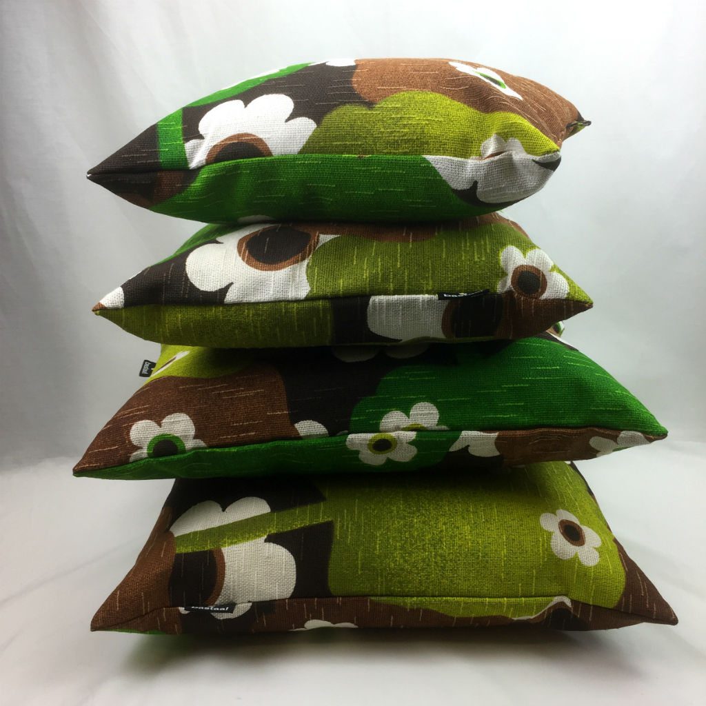 bloem groen bruin - retro kussen - Afbeelding 5