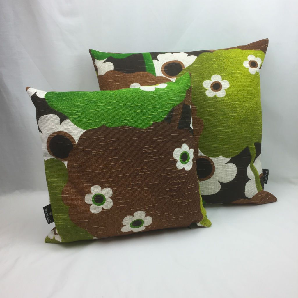 bloem groen bruin - retro kussen