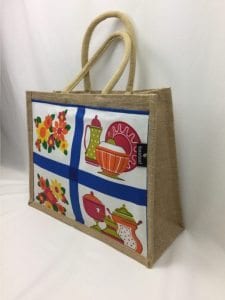 theepot bloemen blauw tas M