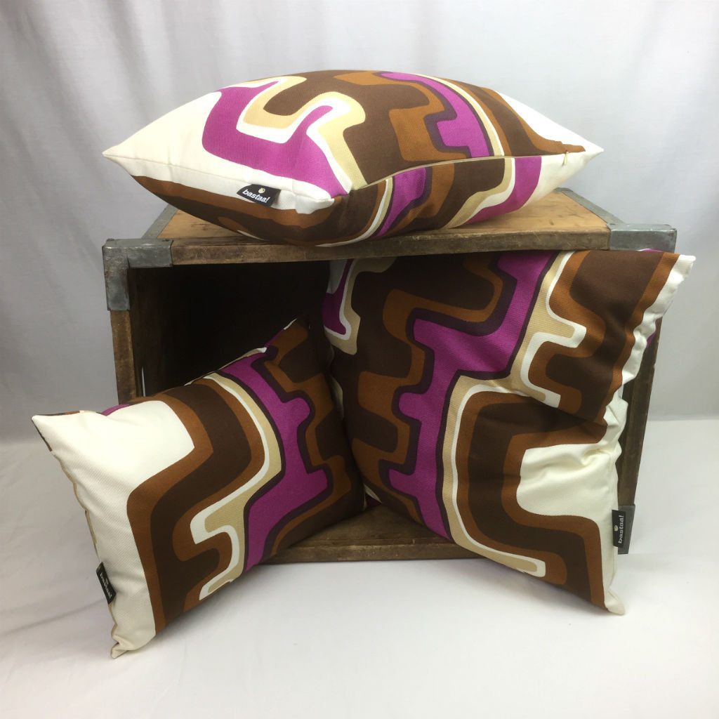 lijnen paars bruin beige - retro kussen