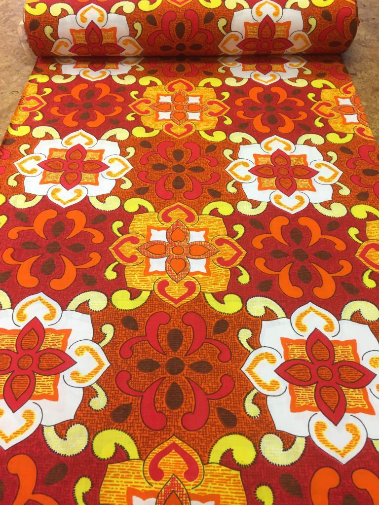 vintage stof oranje grafisch