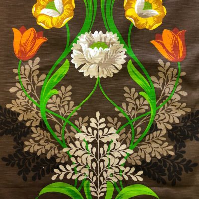 bloem bruin geel oranje retro stof