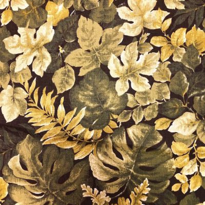 bladeren groen stof retro - 140 cm breed