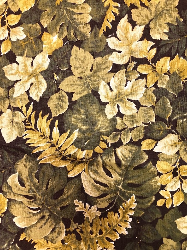 bladeren groen stof retro - 140 cm breed