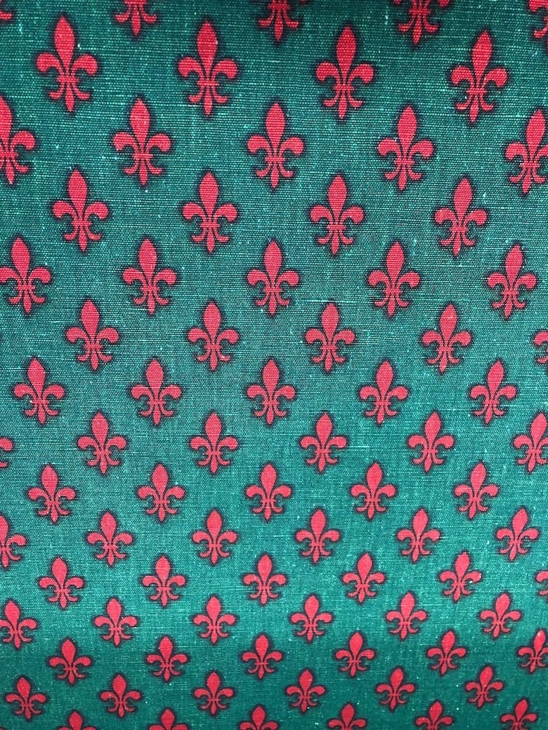 franse lelie groen rood stof retro