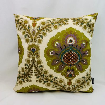 Jessica - patroon groen ecru lila - kussen retro