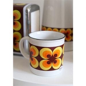 mok oranje bloem retro