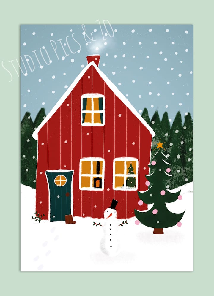 kerstkaart huisje