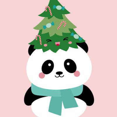 Panda kerstboom - kerstkaart