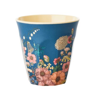 beker bloemen blauw