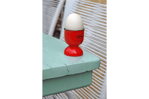 retro eierdopje rood keramiek
