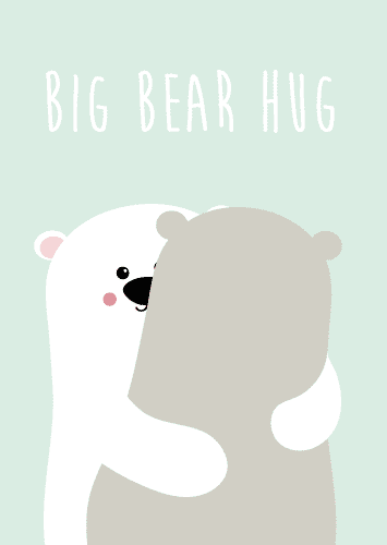 big bear hug ansichtkaart
