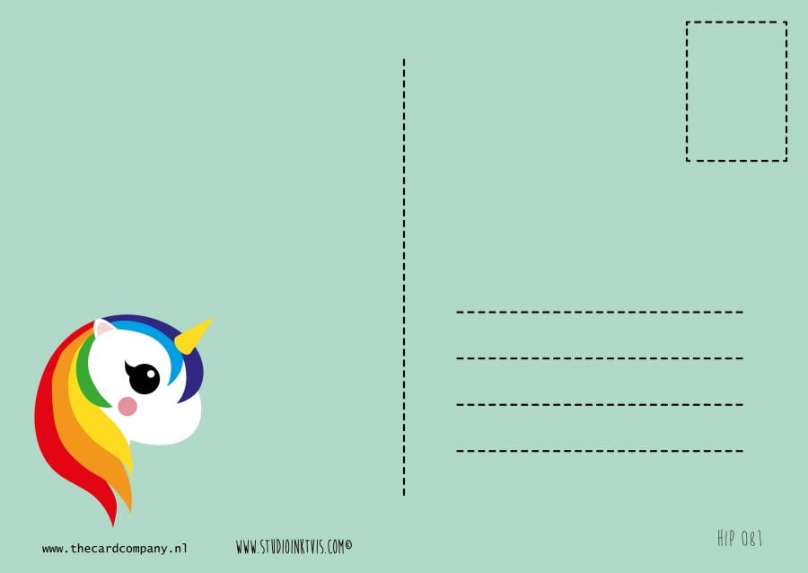 achterkant kaart regenboog eenhoorn