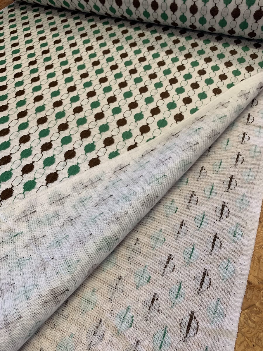 decoratiestof retro groen wit bruin