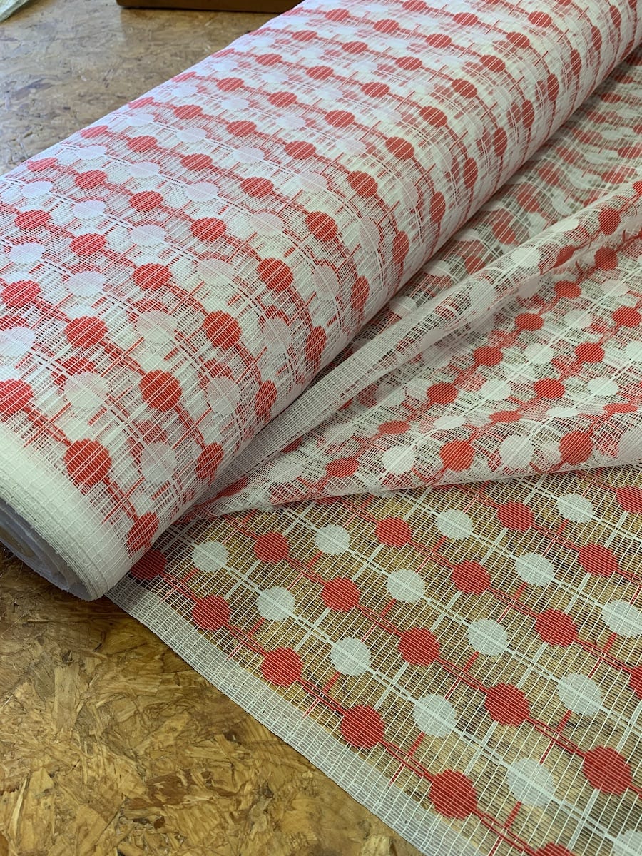 vitrage decoratiestof rood wit