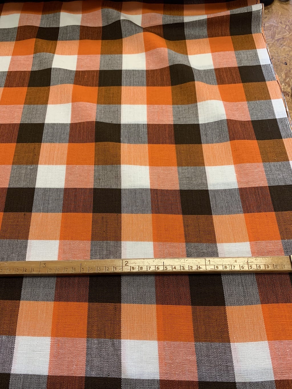 geweven stof blok oranje bruin retro