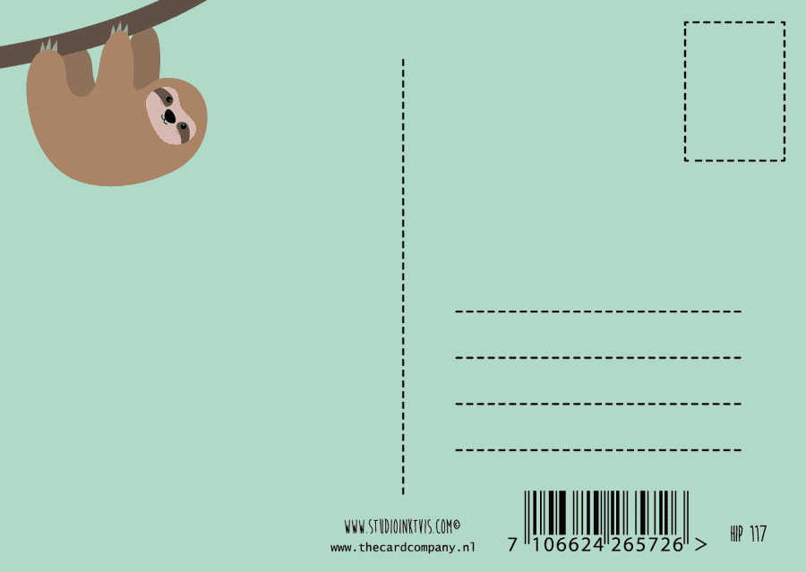 ansichtkaart grappig luiaard