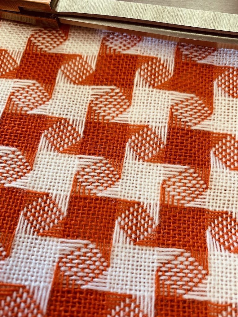 geweven stof retro rood wit