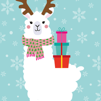 lama kerst postkaart