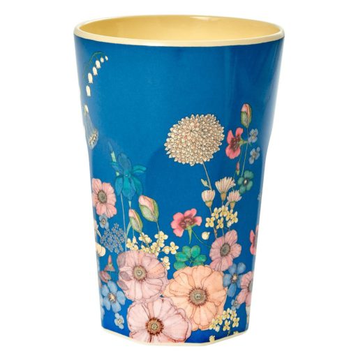 melamine cup groot blauw met bloemen rice