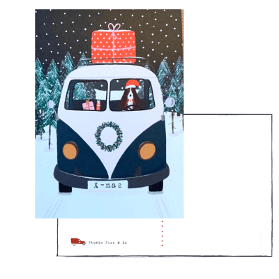 camper in de sneeuw kaart