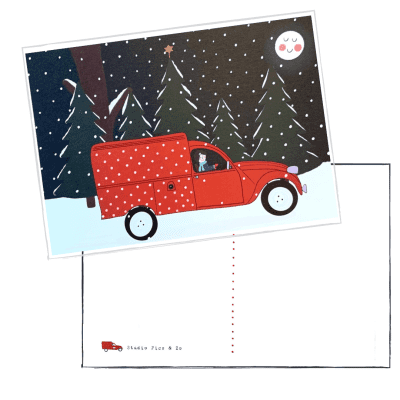 kaartje met rode eend