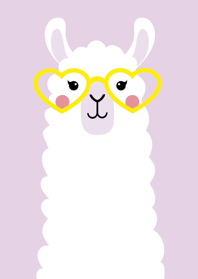 lama kaart met bril