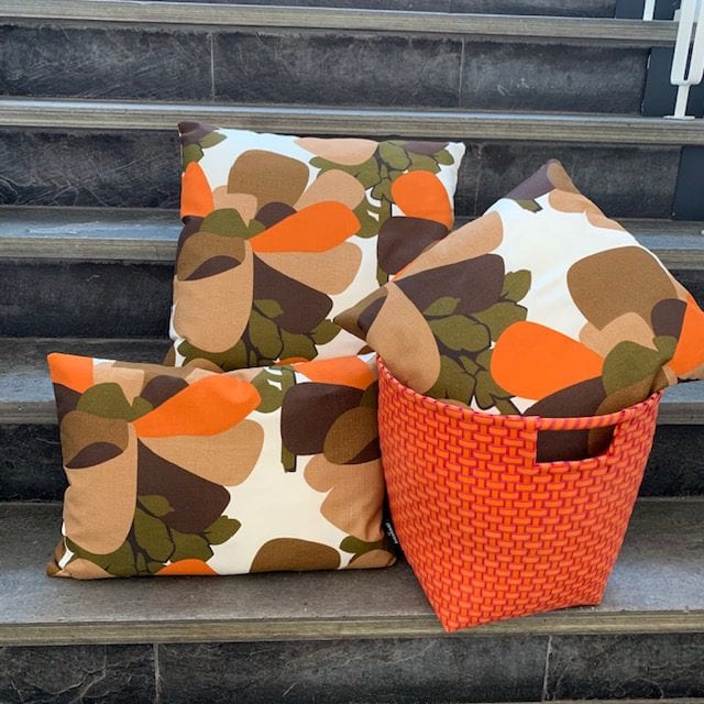 oranje bruin groen - kussens retro