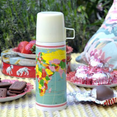 thermosfles wereldkaart vintage