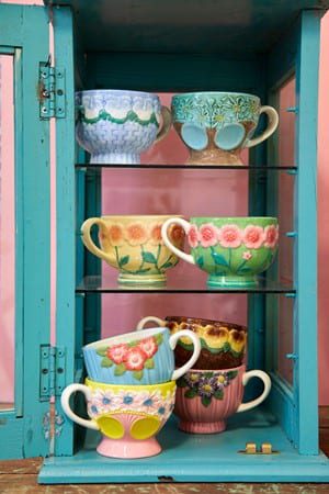 keramiek mokken met bloemen