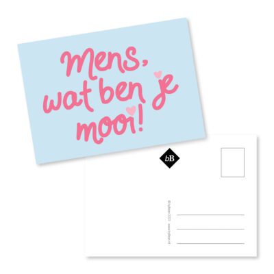 quote kaart blauw met tekst mens wat ben je mooi formaat A6