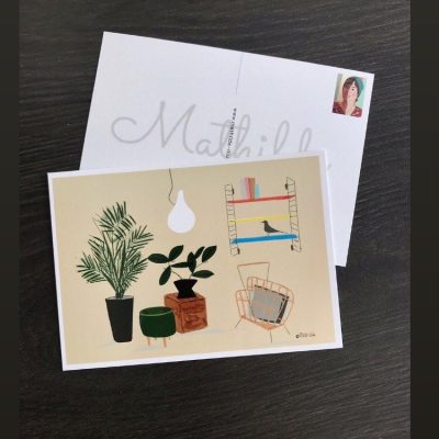 ansichtkaart retro interieur