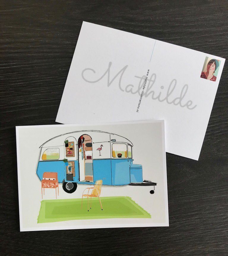 retro caravan ansichtkaart