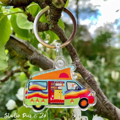 acryl sleutelhanger retro