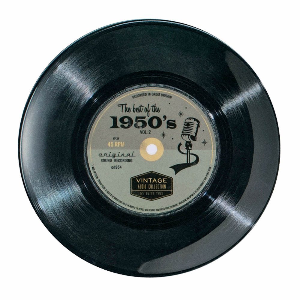 metalen bord van 26 cm met print LP 1950