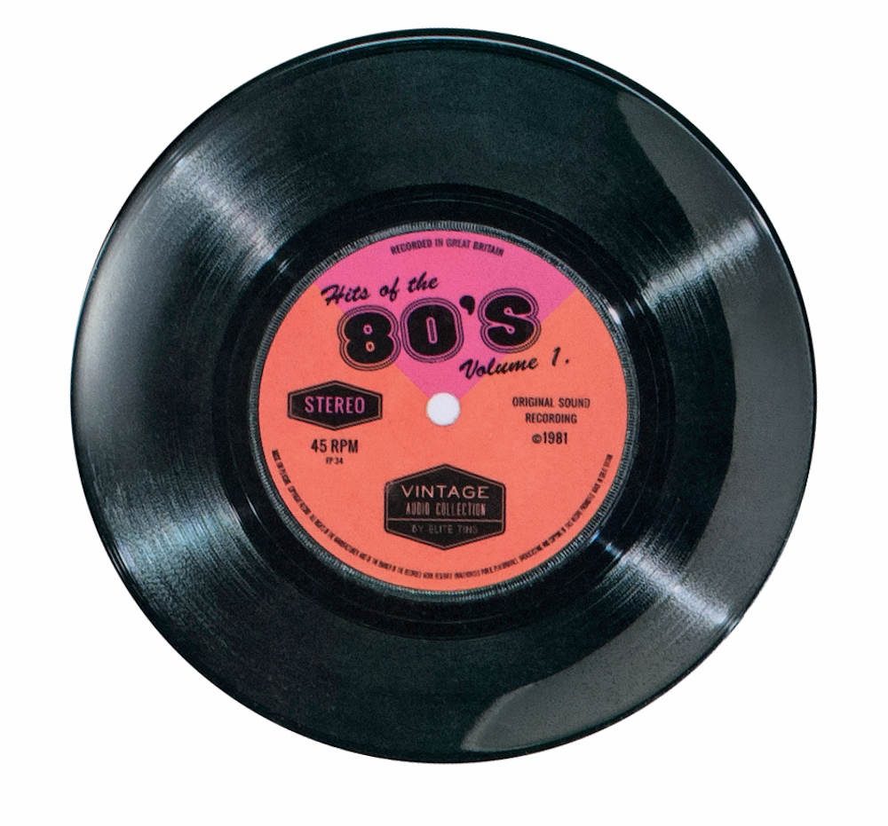 bord van metaal met print LP retro jaar 1980