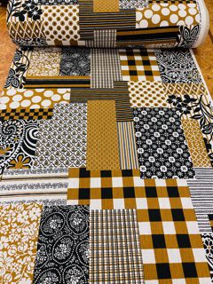 vintage stof bruin zwart