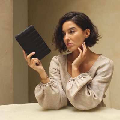 etui toilettas zwart vegan leather