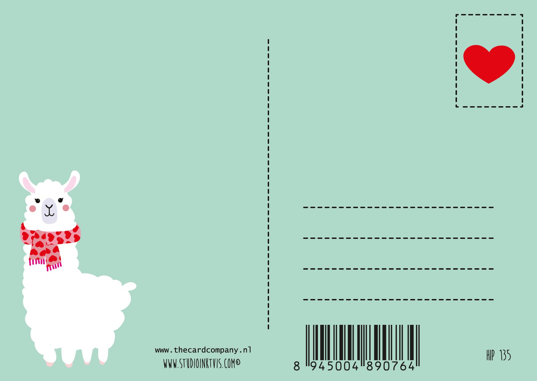 ansichtkaart met lama