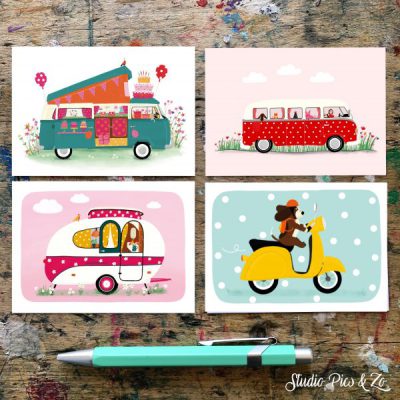 cadeaukaartjes klein retro caravan camper
