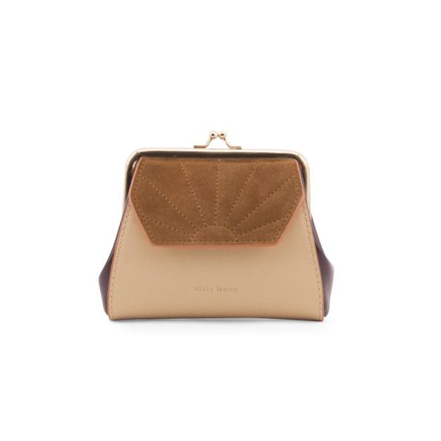 dames portemonnee beugel paars beige