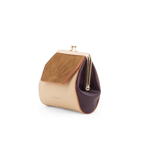beugel portemonnee beige paars