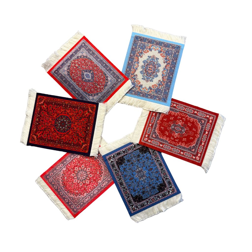 retro onderzetters smyrna kleedjes assorti 6 stuks