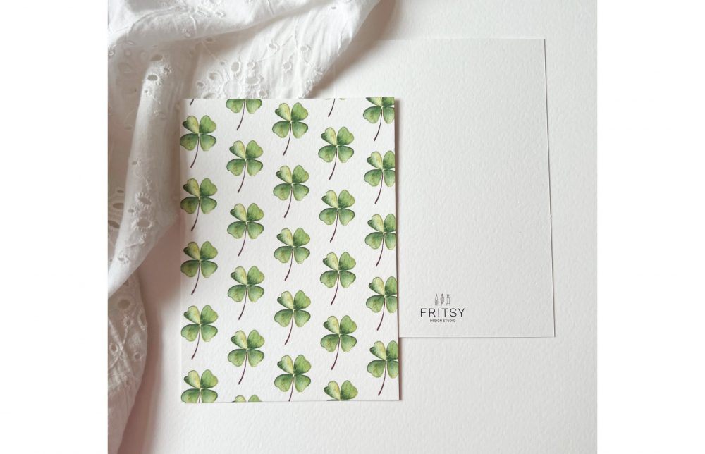 ansichtkaart klavertjes geluk