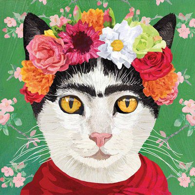 zout pion optocht Servetten Frida Kahlo Cat - 33 x 33 cm papier - 20 stuks - Bastaa!