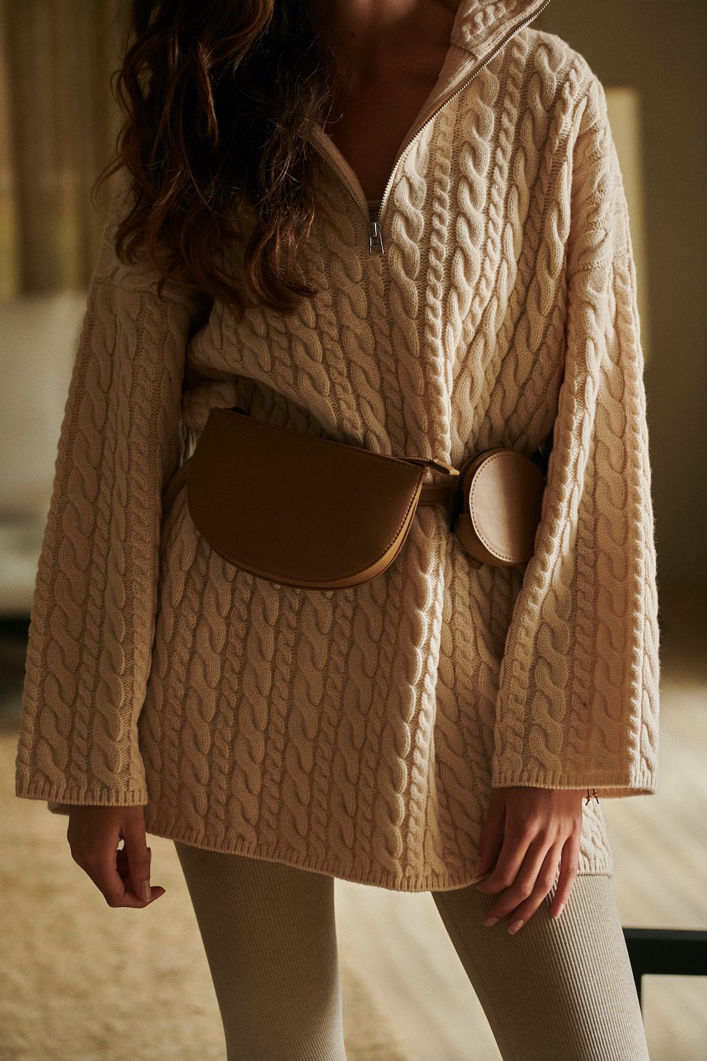 heuptasje lichtbruin vegan leather