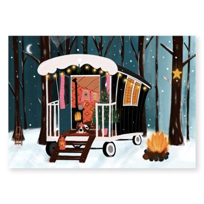 pipowagen kerstkaart A6